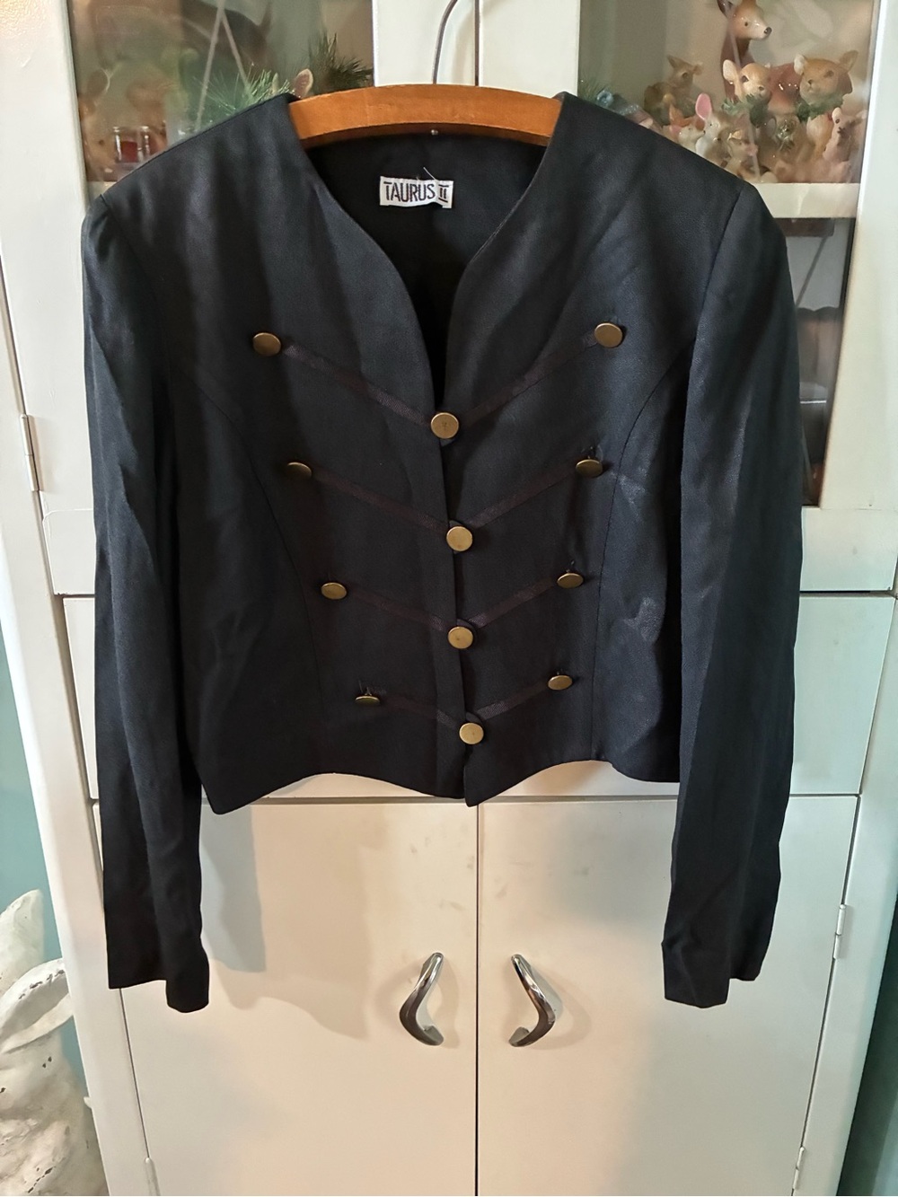 Taurus II Vintage 90’s Black Military-Style Button Jacket sz S